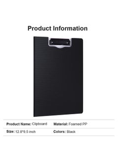 KASTWAVE Clipboard, Classic Clipboards Plastic Clip Board A4 Folding Document Folder For Office Nursing Teacher Student Stationery Test, A4 Size 9 x 12.5 Inch With Low Profile Metal Clip (Black)  - Image 3