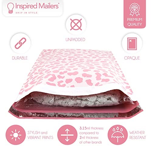 Inspired Mailers - Large Poly Mailers 14.5 x 19-50 Pack - Rose Gold Cheetah Design - Shipping Bags and Mailing Envelopes for Packaging - Image 2