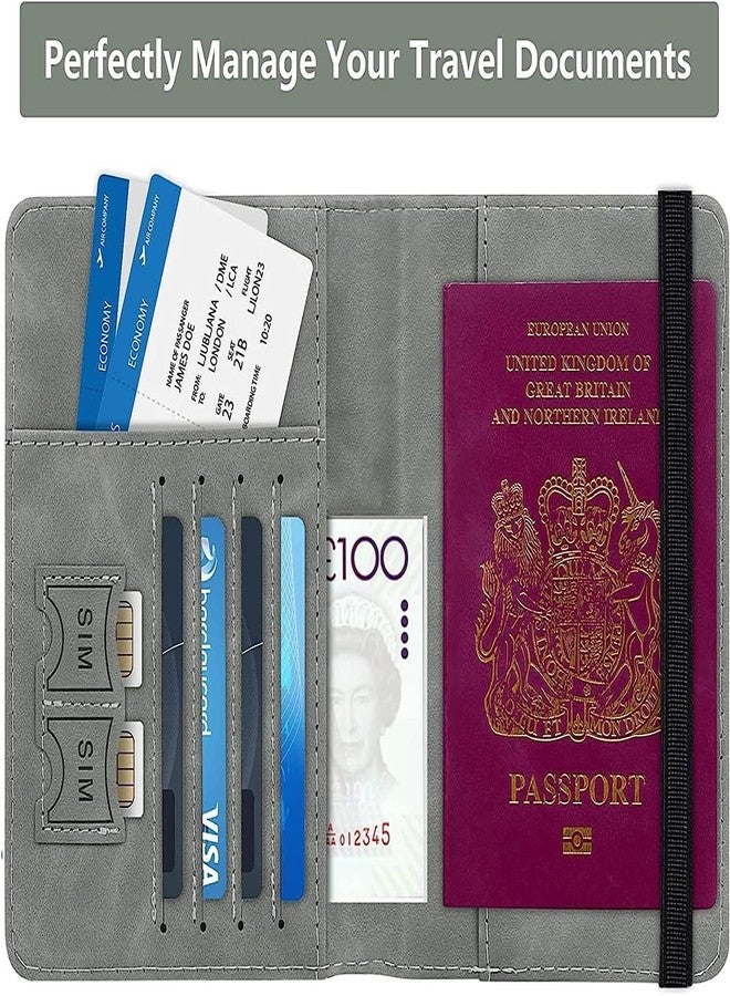 Krizkey Passport Holder Cover Case Travel Wallet Organiser, Passport Case with PU Leather Travel Document Holder for Men & Women Travel Accessories Multicolour - Image 4