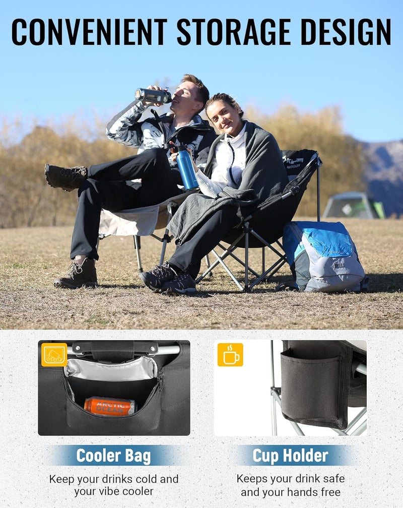 KingCamp Oversized Camping Chair Outdoor Portable Bucket Chair Heavy Duty Extra Large Moon Saucer Folding Chair for Adults Supports 136 kg with Cooling Bag for Sports, Festival, Lawn - Image 4