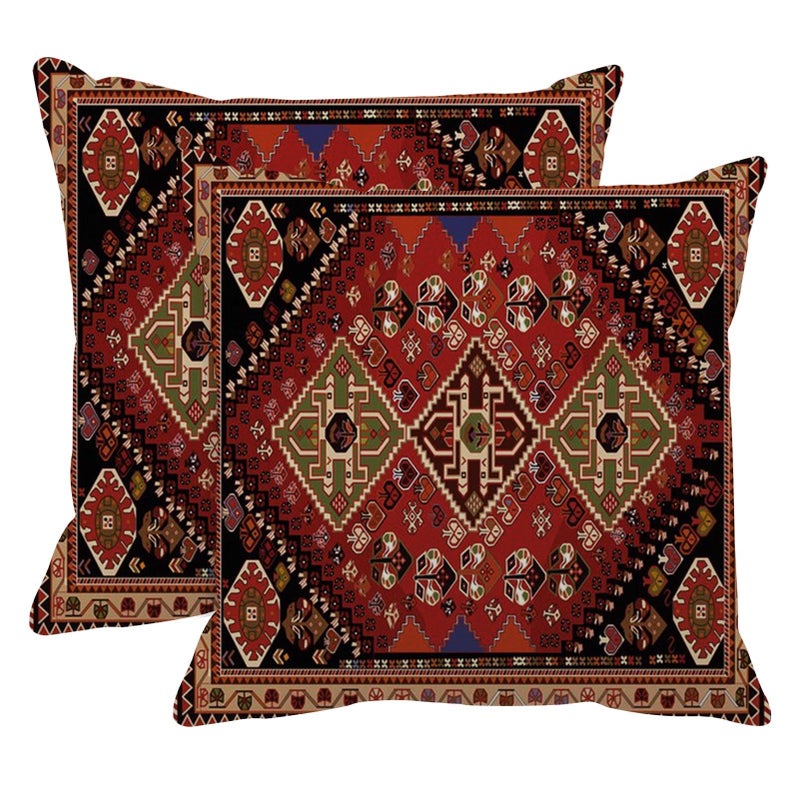 Britimes Throw Pillow Covers Aztec Home Art Decor 18 x 18 Inches Set of 2 Cushion Couch Sofa Cases Floral Painting Pillowcases for Bedroom Living Room Red Geometric Tribal Decorative