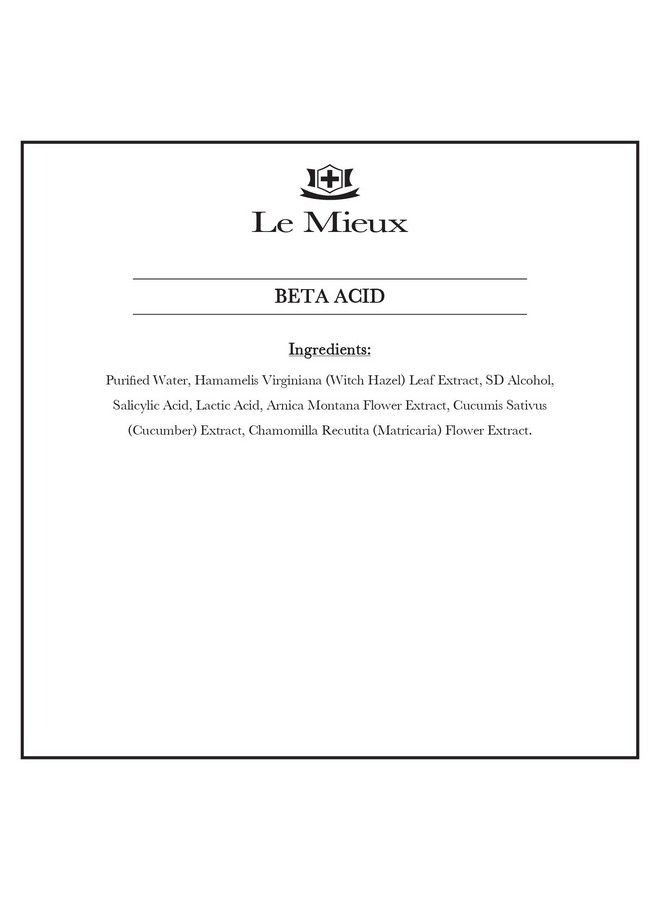 Le Mieux Beta Acid Salicylic & Lactic Acid Clarifying Solution Exfoliating Face Toner For Oily Blemish Prone Skin And Congested Pores (0.5 Oz / 15 Ml) - Image 4