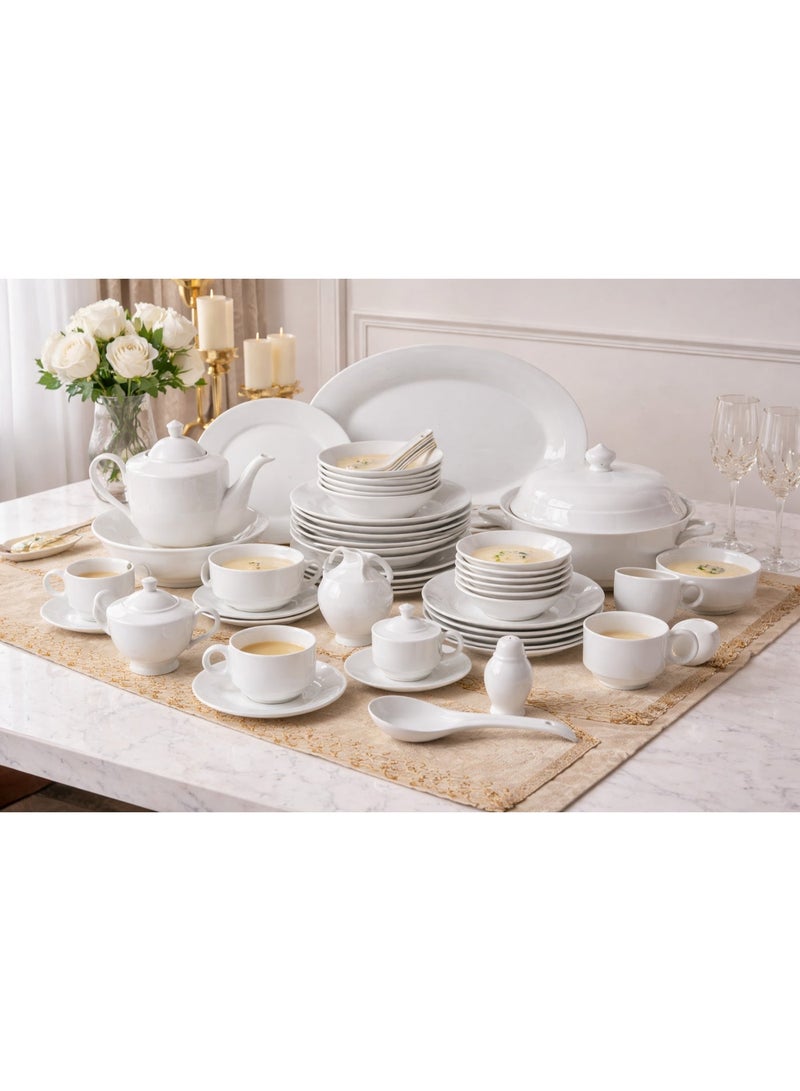 DIVA LADY ✨ 65-piece luxury porcelain dinner set – elegant white for every table 🍽️🤍 - Image 1