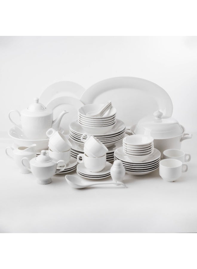DIVA LADY ✨ 65-piece luxury porcelain dinner set – elegant white for every table 🍽️🤍 - Image 2