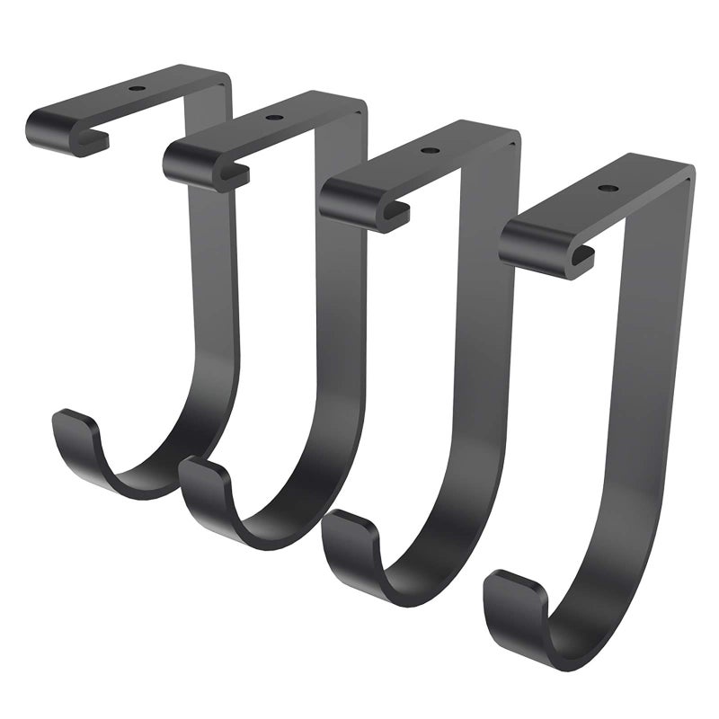 FLEXIMOUNTS 4 Pack Add On Storage Flat Hook Accessory for Garage Ceiling Rack and Wall Shelving Max Weight Capacity up to 50lbs Black