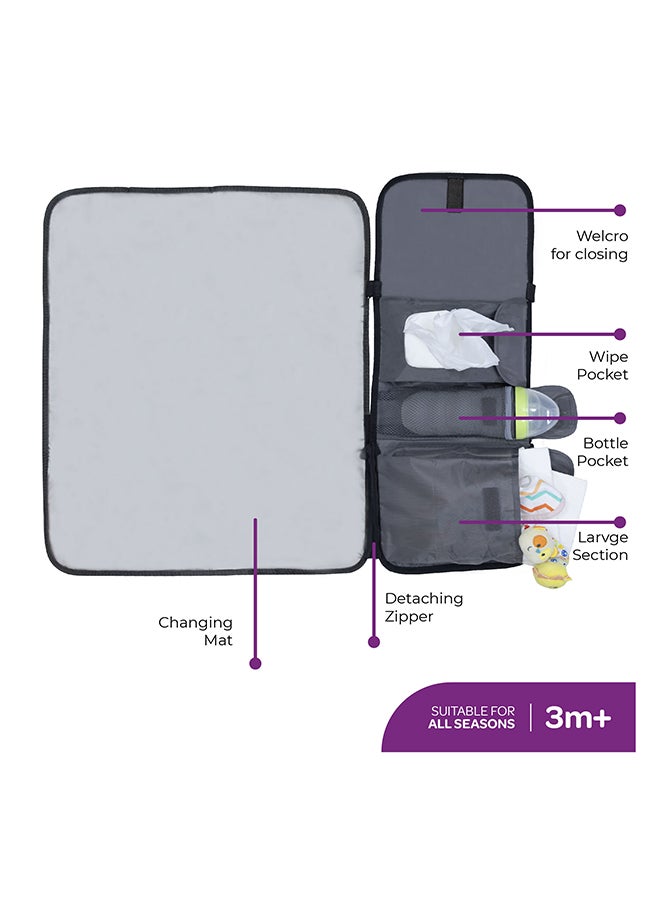 MOON Portable Diaper Changing Station Waterproof Foldable Baby Travel Changing Bag Kit - Black Twill - Image 2