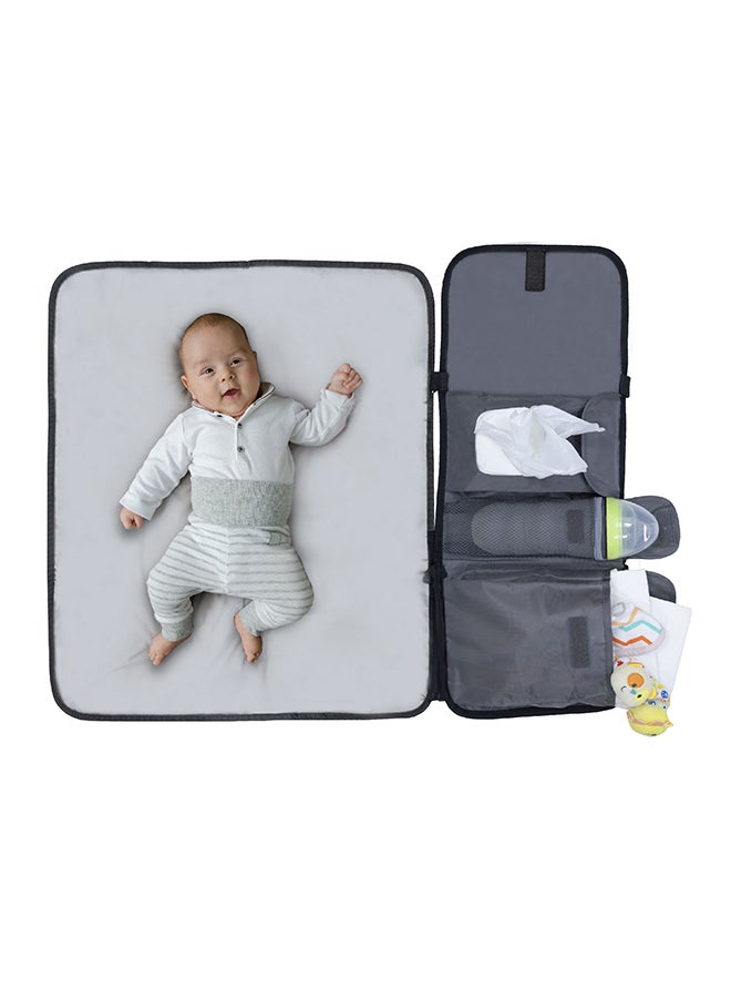 MOON Portable Diaper Changing Station Waterproof Foldable Baby Travel Changing Bag Kit - Black Twill - Image 3
