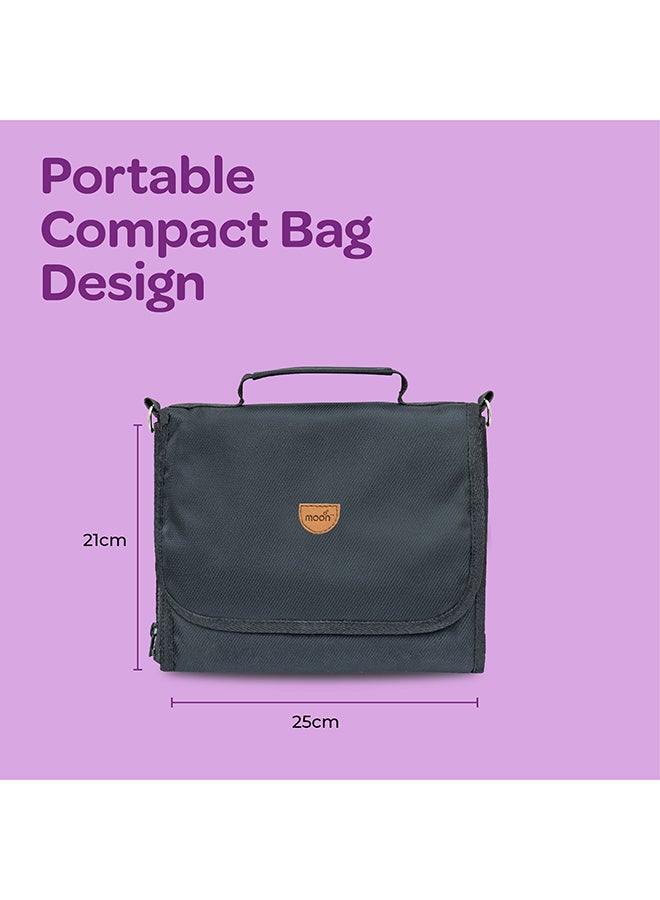 MOON Portable Diaper Changing Station Waterproof Foldable Baby Travel Changing Bag Kit - Black Twill - Image 4