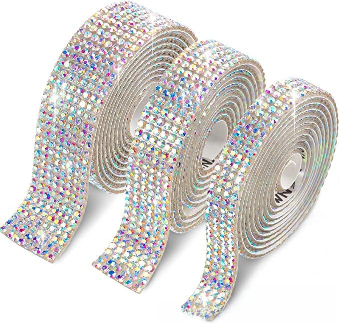 Rhinestone Adhesive Strip Multi-Size Hotfix Lace Chain AB - Image 1