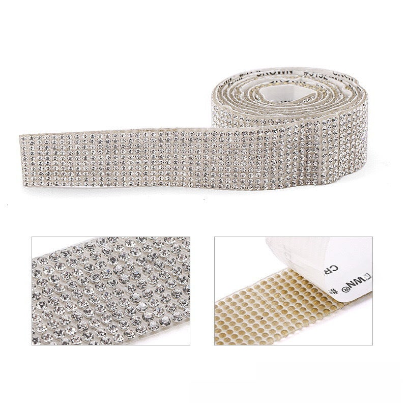 Rhinestone Adhesive Strip Multi-Size Hotfix Lace Chain AB - Image 4