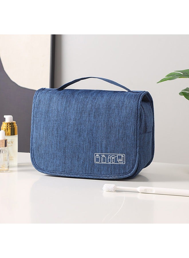 Large-Capacity Toiletry Bag, Travel Bag, Waterproof Cosmetic Bag for Men and Women with Hooks, Bathroom Bag, Carry-On Travel Bag Navy Blue - Image 1
