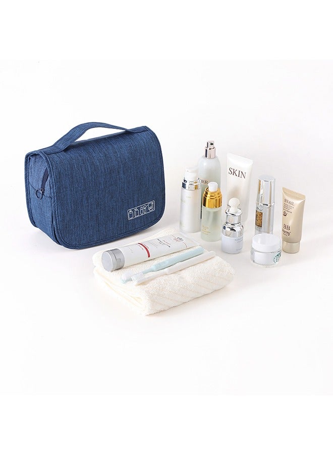 Large-Capacity Toiletry Bag, Travel Bag, Waterproof Cosmetic Bag for Men and Women with Hooks, Bathroom Bag, Carry-On Travel Bag Navy Blue - Image 3