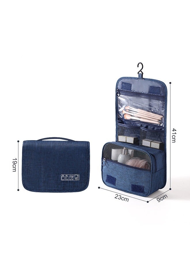 Large-Capacity Toiletry Bag, Travel Bag, Waterproof Cosmetic Bag for Men and Women with Hooks, Bathroom Bag, Carry-On Travel Bag Navy Blue - Image 4