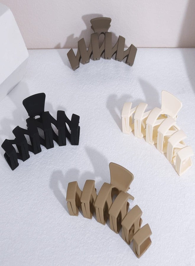 SuPoo Large Hair Clips 4.7" for Thick Hair, Strong Hold Banana Claw and Jumbo Jaw Clips, Cute Big Hair Clips for Women, Hair Styling Accessories, Matte Finish, 4 Count - Image 1