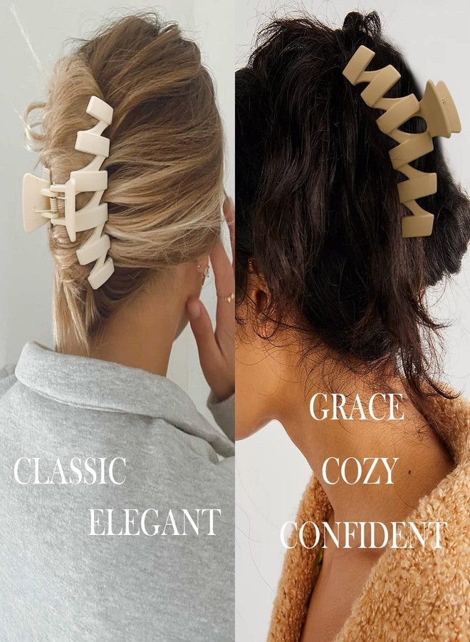 SuPoo Large Hair Clips 4.7" for Thick Hair, Strong Hold Banana Claw and Jumbo Jaw Clips, Cute Big Hair Clips for Women, Hair Styling Accessories, Matte Finish, 4 Count - Image 4