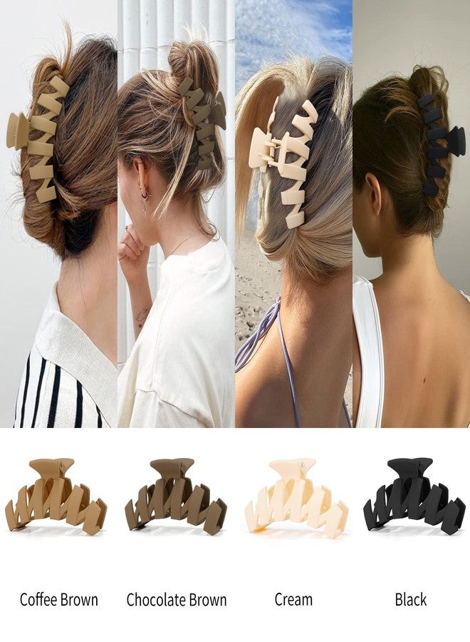 SuPoo Large Hair Clips 4.7" for Thick Hair, Strong Hold Banana Claw and Jumbo Jaw Clips, Cute Big Hair Clips for Women, Hair Styling Accessories, Matte Finish, 4 Count - Image 2