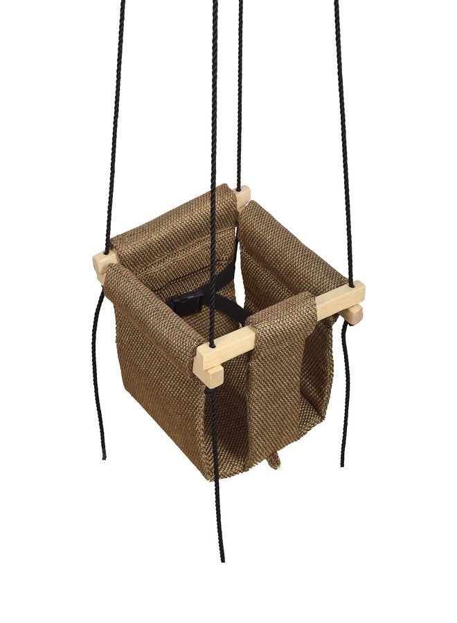 BOFFLE Cotton Cloth and Wooden Hanging Swing for Babies Indoor Outdoor Toddler Seat Chair for Baby Hammock Chair Cradle Birthday Gift for Kids (6 Months to 3 Years) (Brown) - Image 2