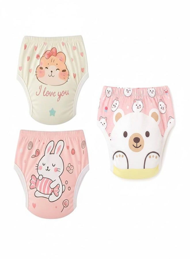 Dharmnirdosh Baby Girls Diaper Soft, Washable & Reusable Cotton Nappies, Pants,Potty Training Panties/Padded Underwear | (2, Multicolor, 1-2 Years) - Image 2