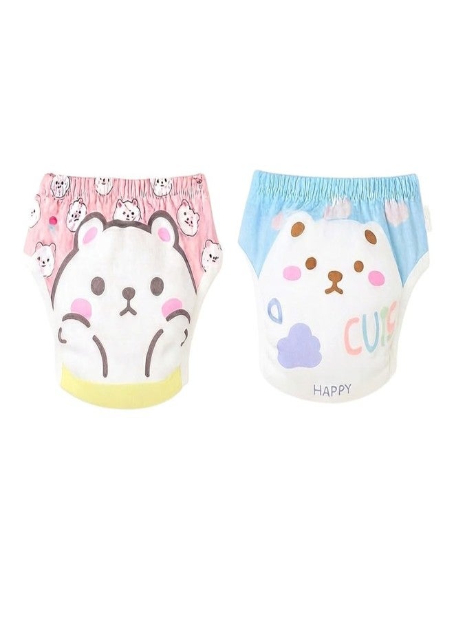 Dharmnirdosh Baby Girls Diaper Soft, Washable & Reusable Cotton Nappies, Pants,Potty Training Panties/Padded Underwear | (2, Multicolor, 1-2 Years) - Image 1