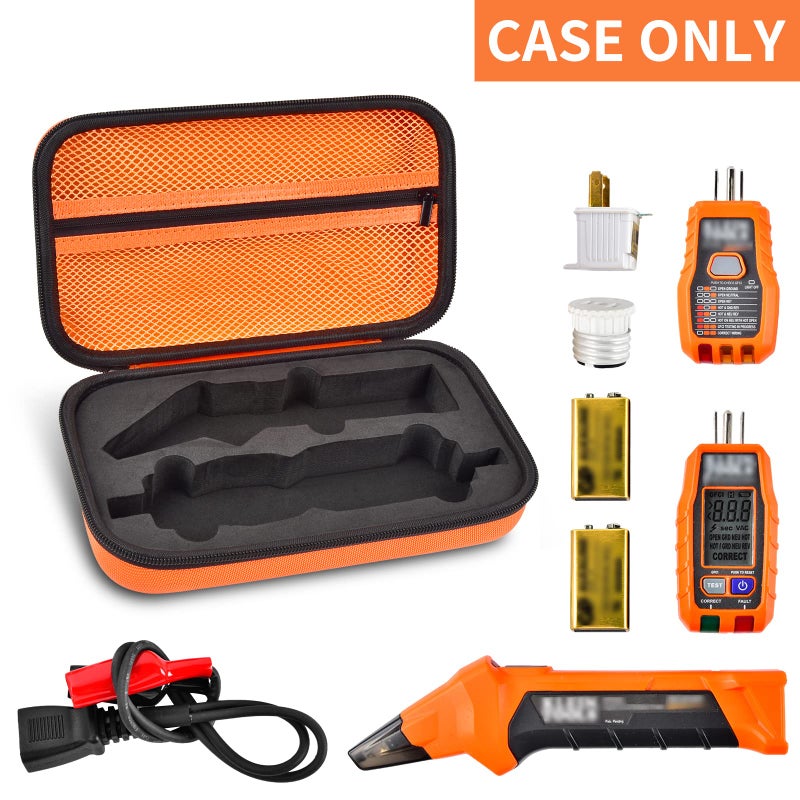 ALLPRIMO Case Compatible With Klein Tools Et310 Ac Circuit Breaker Finder & 80041 Outlet Repair Tool Kit & Rt250 Gfci Receptacle Tester. Electrical Storage Organizer Holder Bag (Box Only)-Orange - Image 2