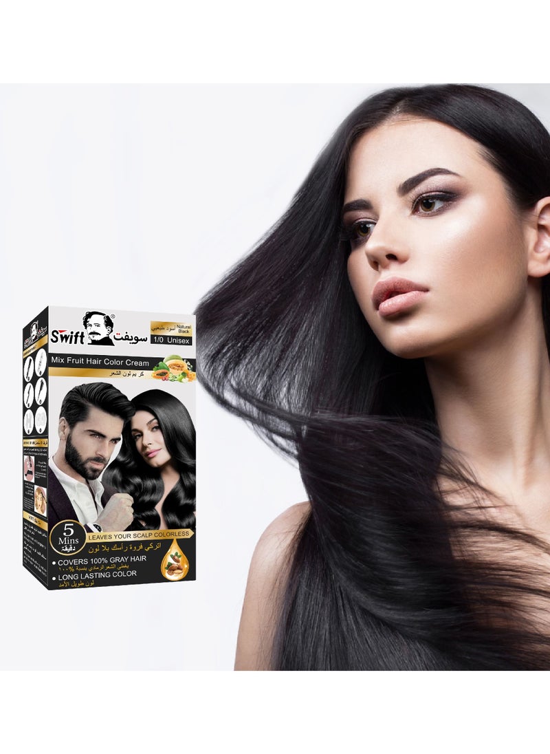 Swift Permanent Ammonia free Hair Color Mix Fruit Natural Black 100mlx2  - Image 2