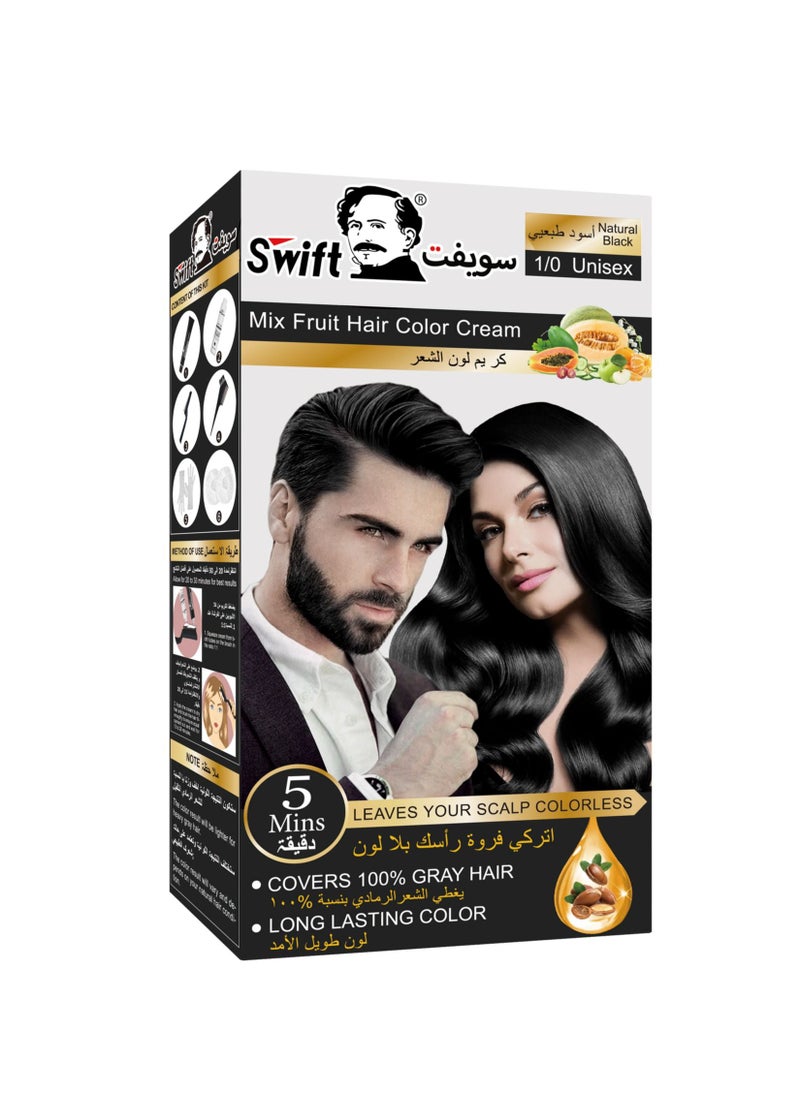 Swift Permanent Ammonia free Hair Color Mix Fruit Natural Black 100mlx2  - Image 1