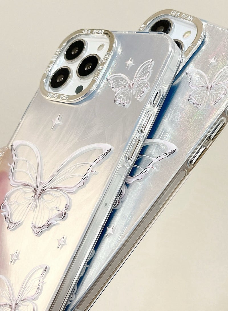 Case for iPhone 16 Pro with Cute Butterfly，Sparkly Pearl Wrist Strap，Bling Shockproof iPhone 16 Pro Cover，Portable iPhone Cover for Women&Girls Gift - Image 3