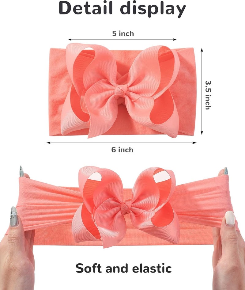 doboi Baby Girl Headbands - 12pcs Nylon Headbands with Big Bows for Infants and Toddlers - Image 2