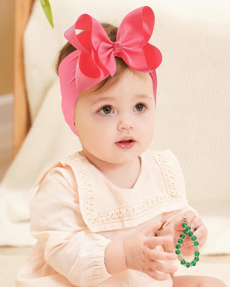doboi Baby Girl Headbands - 12pcs Nylon Headbands with Big Bows for Infants and Toddlers - Image 4