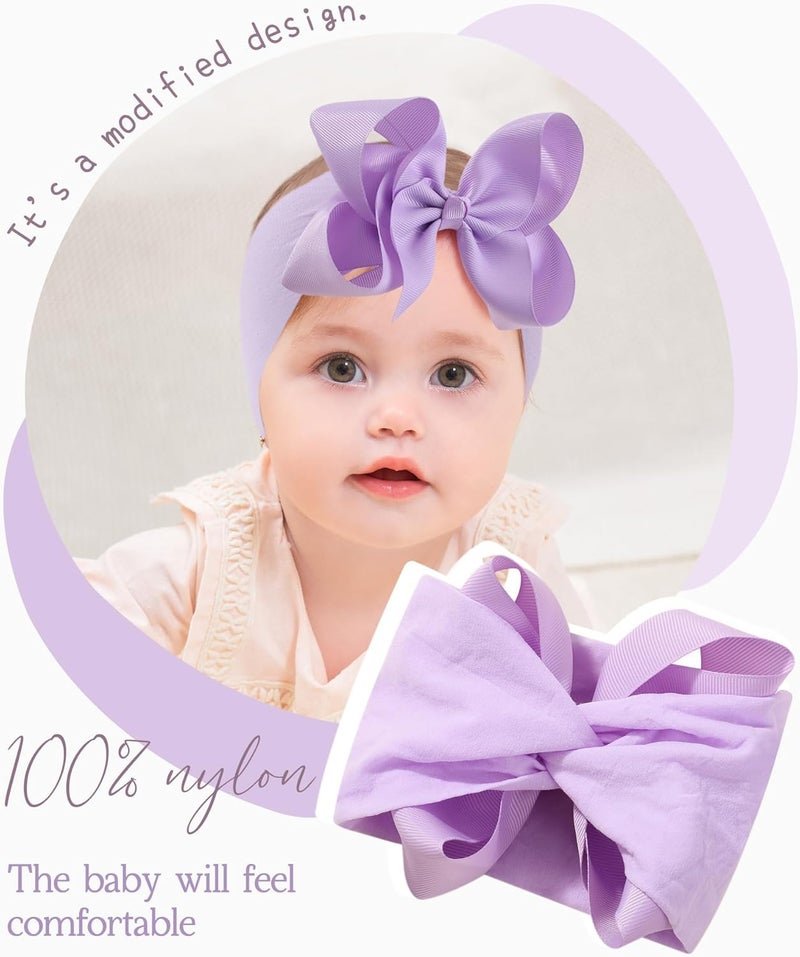 doboi Baby Girl Headbands - 12pcs Nylon Headbands with Big Bows for Infants and Toddlers - Image 3