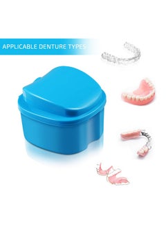 ROSENICE Denture Case Denture Bath Box Case Dental Orthodontic Retainer False Teeth Storage Case Box with Strainer denture cups for soaking dentures (Blue)  - Image 3