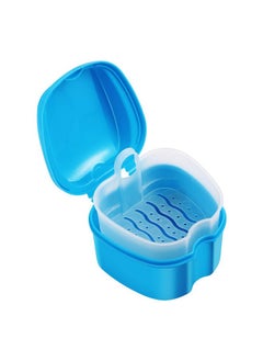 ROSENICE Denture Case Denture Bath Box Case Dental Orthodontic Retainer False Teeth Storage Case Box with Strainer denture cups for soaking dentures (Blue)  - Image 1