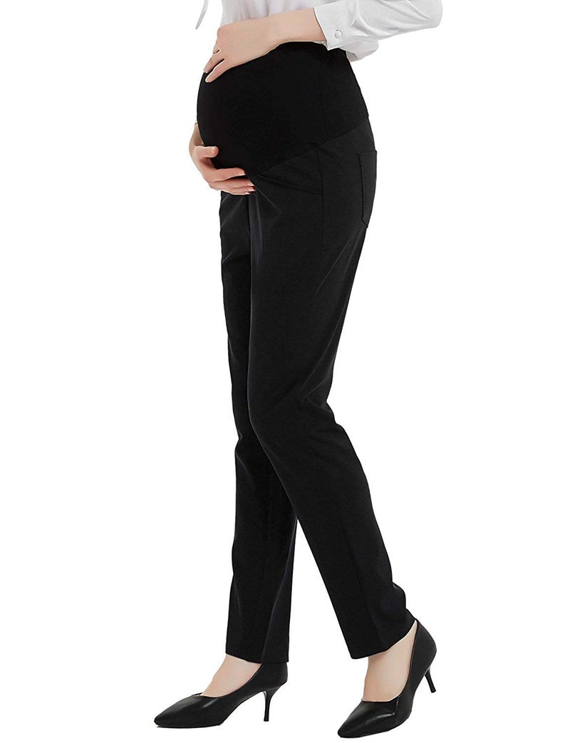 Bhome Maternity Work Long Pants Flattering Stretch Slim Fitted Trousers Black S - Image 3
