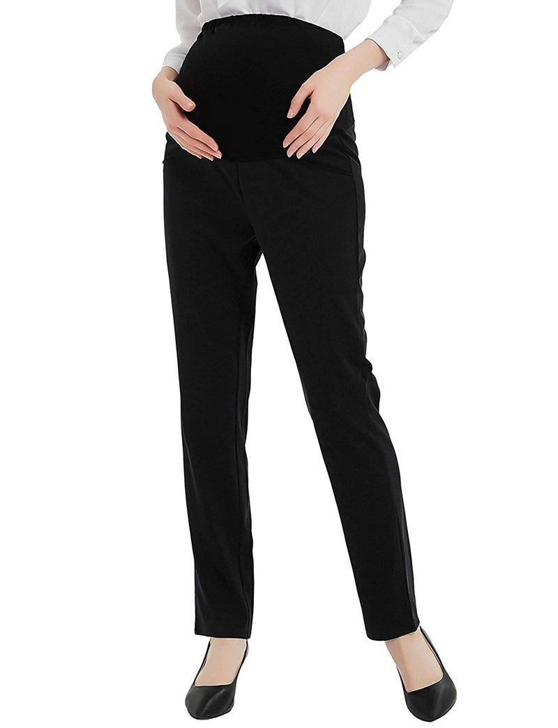 Bhome Maternity Work Long Pants Flattering Stretch Slim Fitted Trousers Black S - Image 1