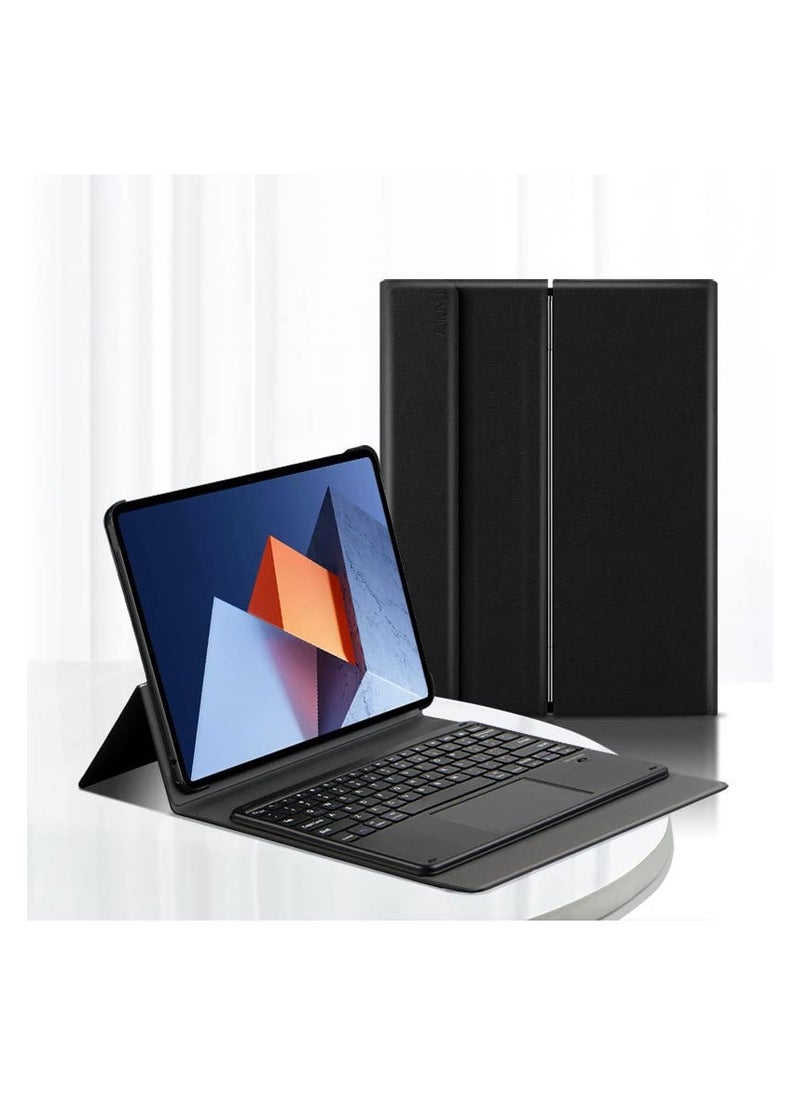 3 in 1, Arabic and English Keyboard Case for MateBook E 12.6 2022 Case with Bluetooth Mouse, Lightweight Cover with Detachable Bluetooth Touch Keyboard (Black)