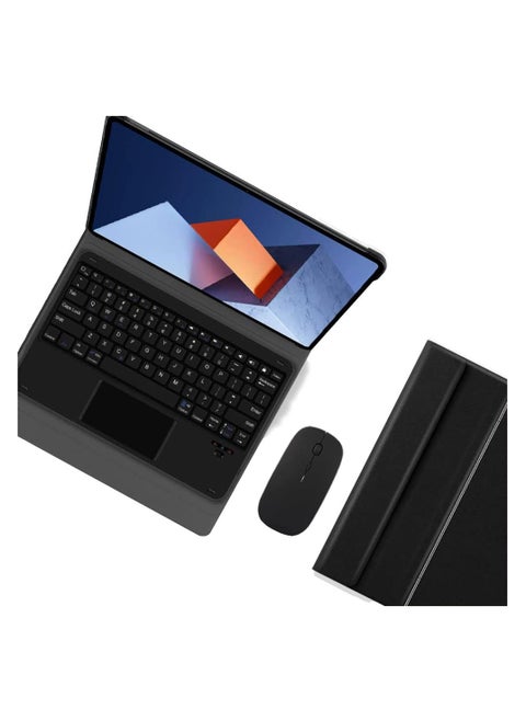 3 in 1, Arabic and English Keyboard Case for MateBook E 12.6 2022 Case with Bluetooth Mouse, Lightweight Cover with Detachable Bluetooth Touch Keyboard (Black)