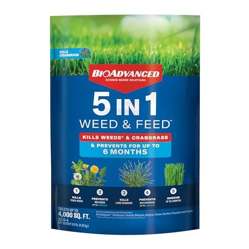 BioAdvanced 5 in 1 Weed and Feed Lawn Fertilizer, Granules, 9.6 lb - Image 1