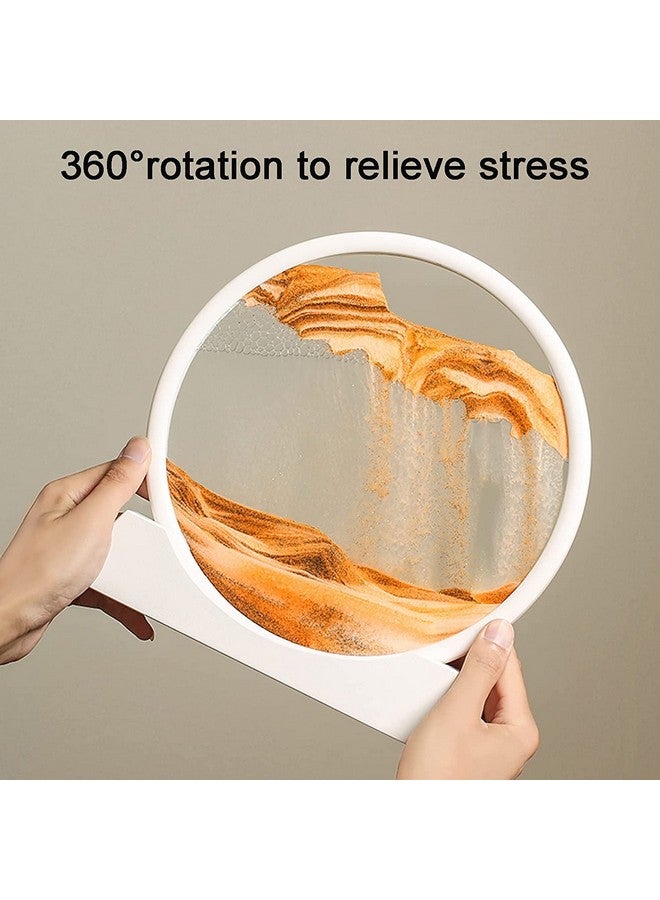 STAR WORK Moving Sand Art Decor - Round Moving Sand Art Frame, Sand Art Liquid Motion, Stress Relief, Suitable for Living Room, Office, Home, Art Gallery In White Frame (7 IN, ORANGE) - Image 5