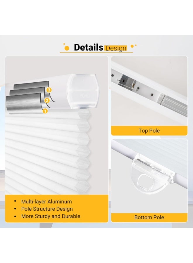 SBARTAR Honeycomb Cellular Shades Cordless Light Filtering for Windows Inside & Outside Mount, 23" W x 64" H, White(Light Filtering) - Image 3