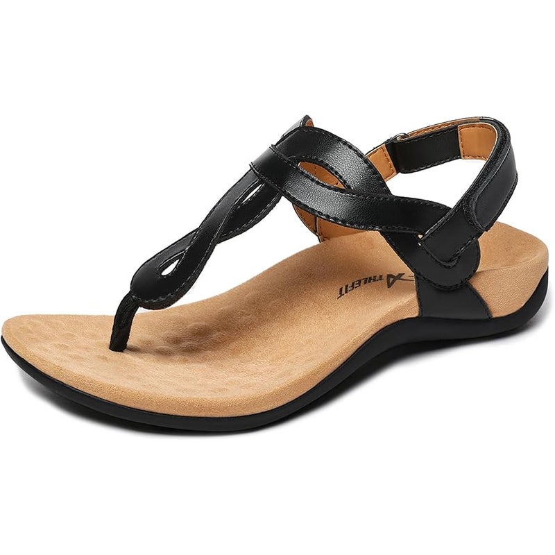 Athlefit Women's Orthopedic Arch Support Sandals Comfortable Thong T-Strap Orthotic Casual Flat Sandals - Image 1