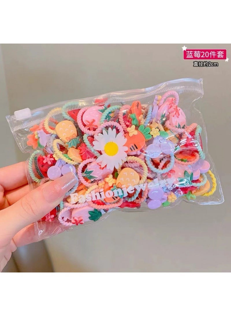 Loquat Kids Elastic Hair Bands Comfortable Baby Hair Ties Watermelon flower (chrysanthemum bag set of 10)