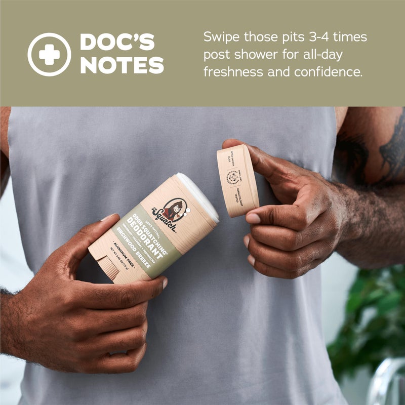 Dr. Squatch مزيل عرق طبيعي للرجال من دكتور سكواتش 3 عبوات - مزيل عرق للرجال خالي من الألمنيوم (2.65 أونصة، 3 عبوات) رائحة: نسيم خشب البتولا - Image 4