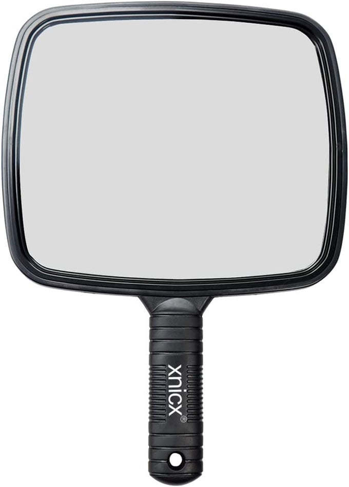 HAND MIRROR PROFESSIONAL HAND HELD MIRROR MAKEUP BARBERS SHAVING SALON MIRRORS HAIRDRESSERS COMPACT MIRRORS TOOL WITH HANDLE FOR TRAVEL FESTIVAL ESSENTIALS BLACK