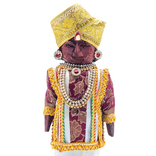 Swaha Marapachi Raja Rani Wooden Doll 20 cm | Traditional Bommala Koluvu Pattada Gombe with Dress | Handcrafted South Indian Wedding Dolls | Navratri Golu Decor Set of 2 - Image 4