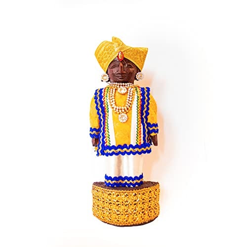Swaha Marapachi Raja Rani Wooden Doll 20 cm | Traditional Bommala Koluvu Pattada Gombe with Dress | Handcrafted South Indian Wedding Dolls | Navratri Golu Decor Set of 2 - Image 3