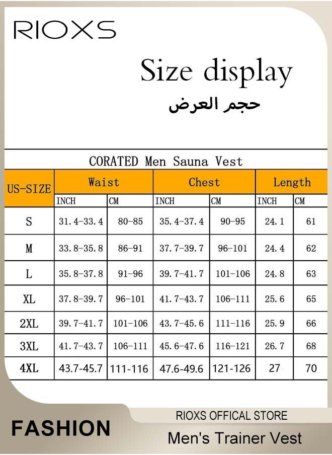 RIOXS - Men's Trainer Vest, Waist Trainer Sweat Shirt For Men Weight Loss, Corset Tank Top Shapewear Slimming Shirt With Zipper, Gym Workout Vest, Men Sauna Vest Corset Compression Body Shaper - Image 1