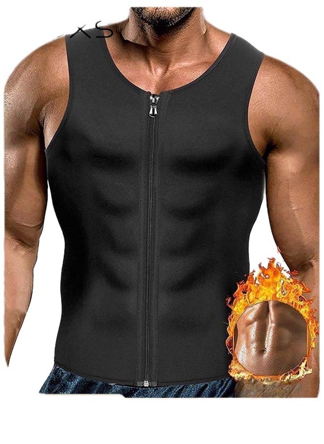 RIOXS Men's Trainer Vest, Waist Trainer Sweat Shirt For Men Weight Loss, Corset Tank Top Shapewear Slimming Shirt With Zipper, Gym Workout Vest, Men Sauna Vest Corset Compression Body Shaper  - Image 1