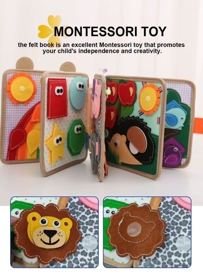 Prime Choice Montessori Busy Board Felt Book for Toddlers, Portable Animal-Themed Soft Activity Book, Sensory Learning Toy, Interactive Quiet Book for Early Education, Travel Toy for Babies and Kids - Image 4