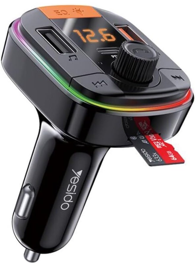 Yesido Car Charger 43W Fast Charging PD + QC3.0 | Bluetooth FM Transmitter | Hands-Free Calling | USB & Type-C Ports | LED Display | Compatible with All Vehicles - Image 5