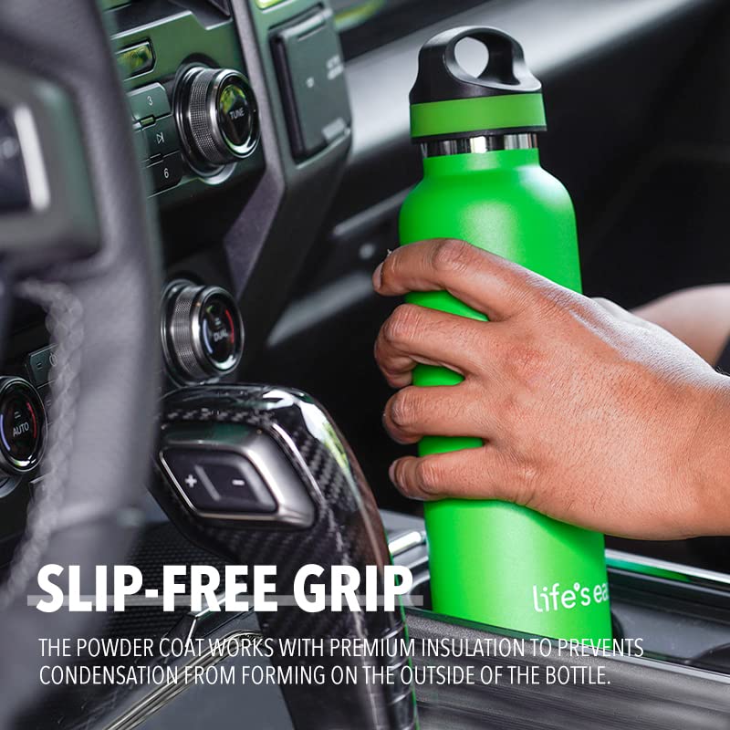 LIFE'S EASY Insulated Sports Water Bottle with Lid. Stainless Steel Vacuum Double Wall Thermo Flask for Hot and Cold Drinks  Simple Metal Hydro Canteen Travel Bottle for Men & Women - 20 oz (Green) - Image 4